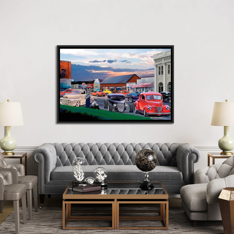 «Main Street» par Bruce Kaiser, impression sur toile tendue, H 18 po x l 26 po x P 1,5 po, Toile encadrée noire
