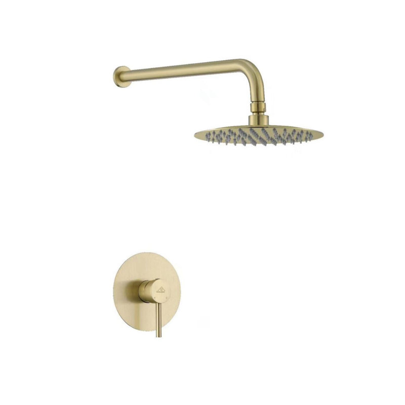 Brushed Gold 10-Inch Round Rain Shower Head with Valve