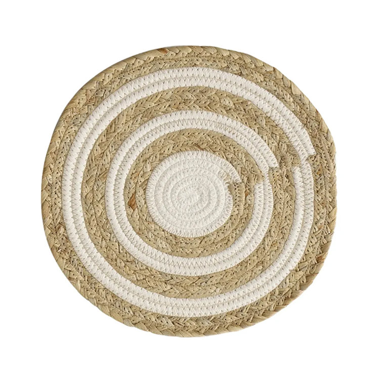 Set of 12 Round Placemats and Coasters, Elegant Braided Woven