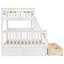 Lit simple superposé au dessus d'un lit double avec tiroirs, lits convertibles, blanc-1211951174