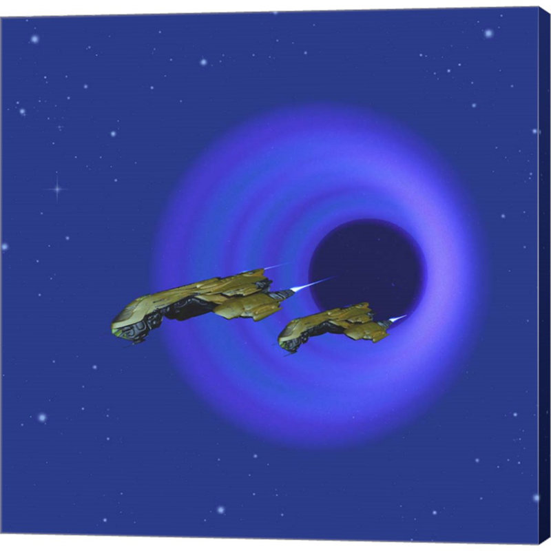 «Two Spacecraft Come Through a Wormhole in Space» par Corey Ford / Stocktrek Images, art mural sur toile