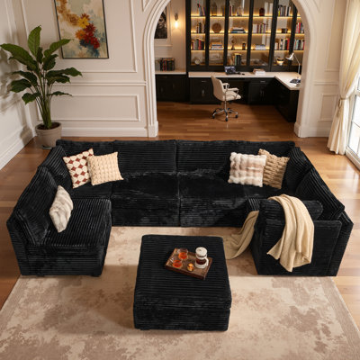 Canapé modulaire de 103 po, canapé modulaire en velours côtelé de 103 po avec repose-pieds 103 po, canapé de salon confortable pour les réunions de famille et les fêtes
