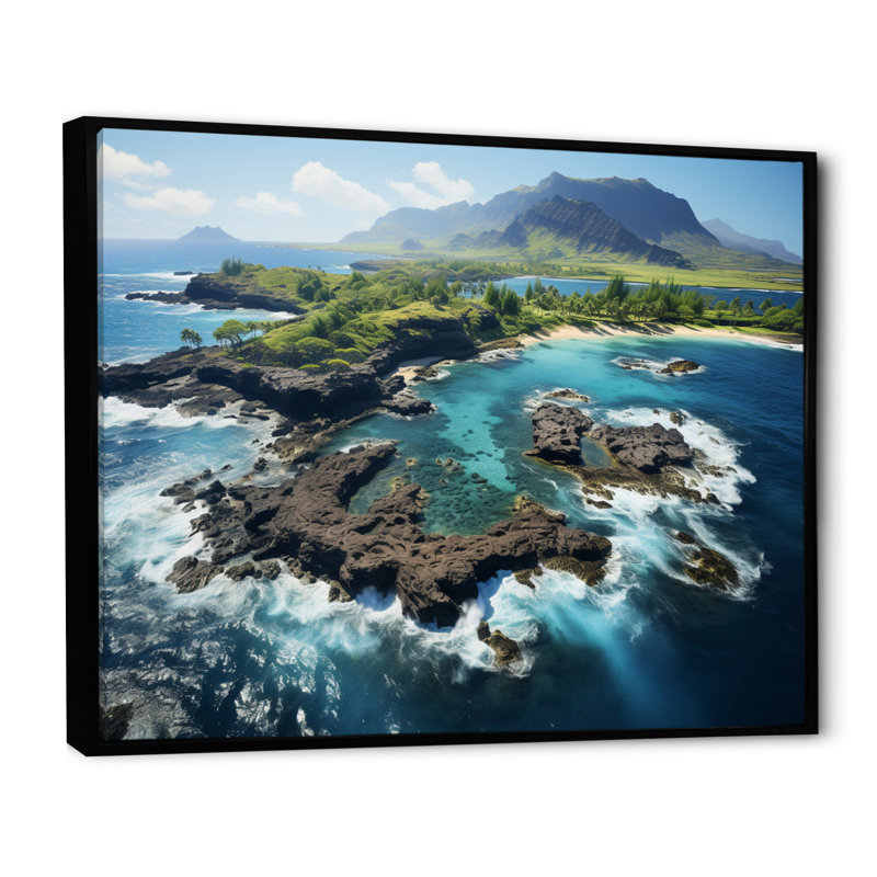 Broomall " Hawaii Tropical Escape I ", H 34 po x l 44 po, Cadre flottant noir