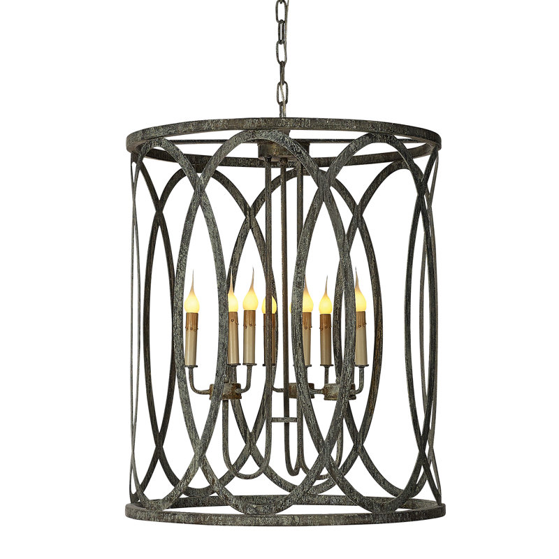New Orleans 9 - Light Candle Style Drum Chandelier, Deep Ocean