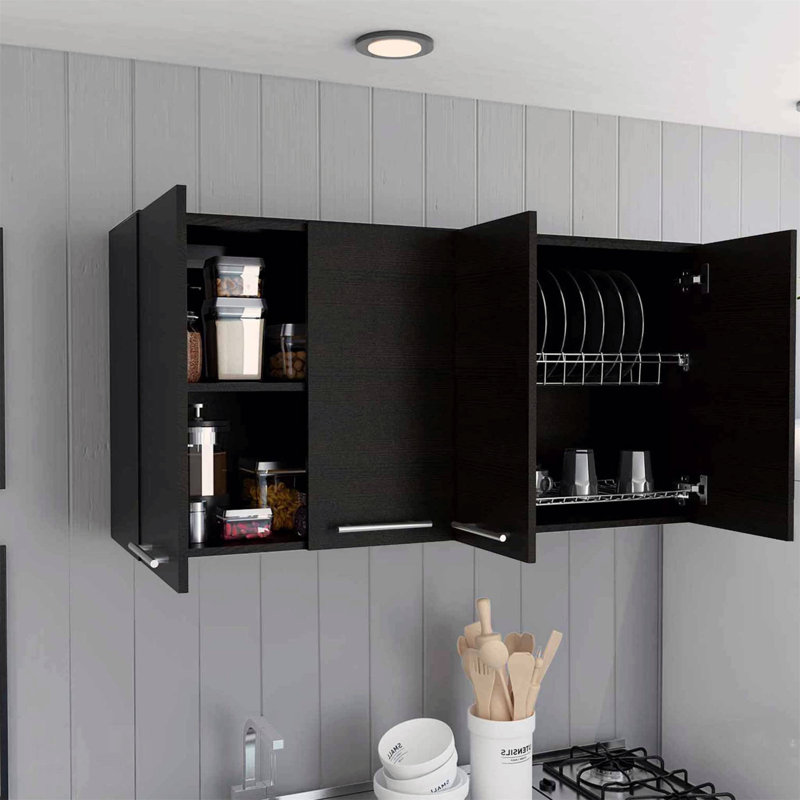 Armoire murale moderne, buffet avec deux cloisons spacieuses et quatre portes pour un rangement élégant