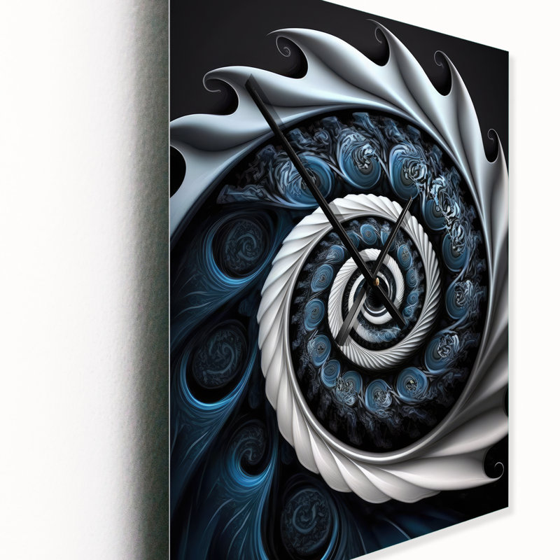 Vitrail liquide bleu et blanc II - Horloges murales modernes, H 32 po x l 16 po x P 1 po