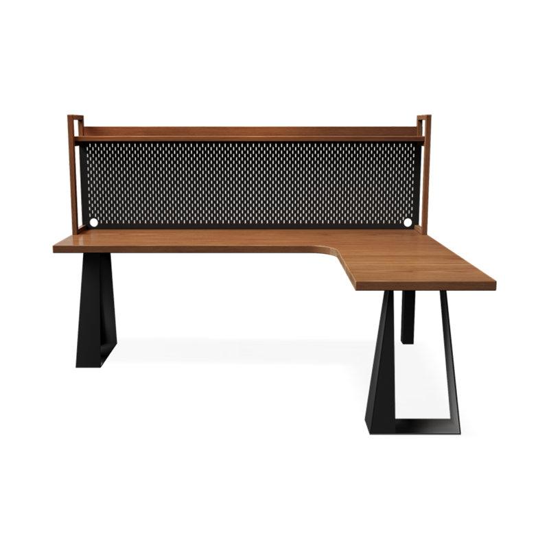 Brown L-Shaped Solid Wood writing desk, 61.02" H x 70.87" W x 47.24" D