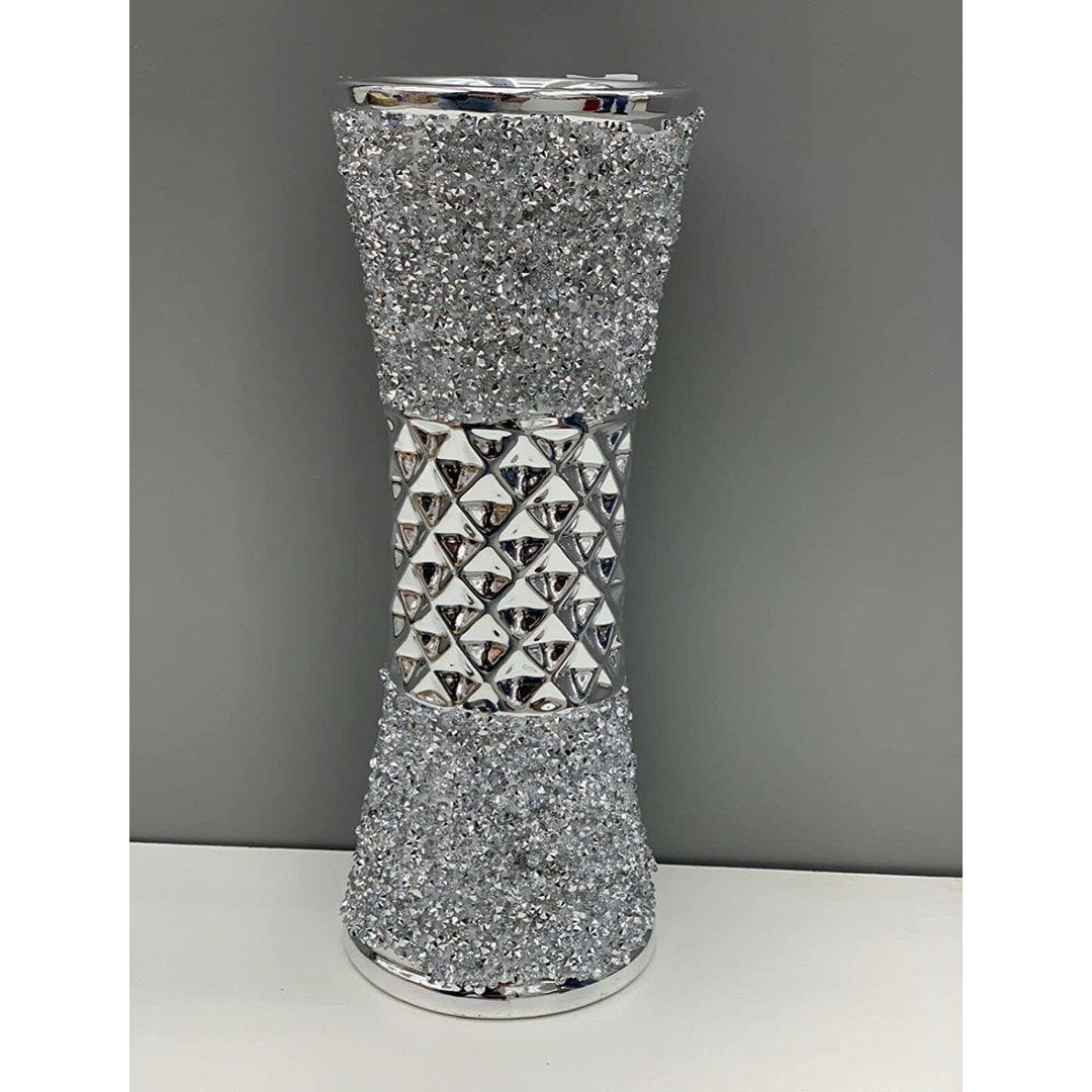 B&Q - Large Ceramic Flower Vase Silver - Image 3