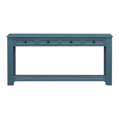 Rustic Chic Console Table With Storage Drawers And Bottom Shelf For Entryway Or Hallway, Durable And Stylish