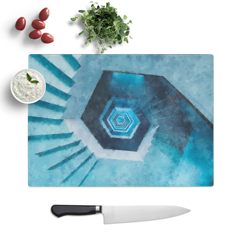 Tempered Glass Endless Staircase Chopping Board, 20 cm x 28.5 cm