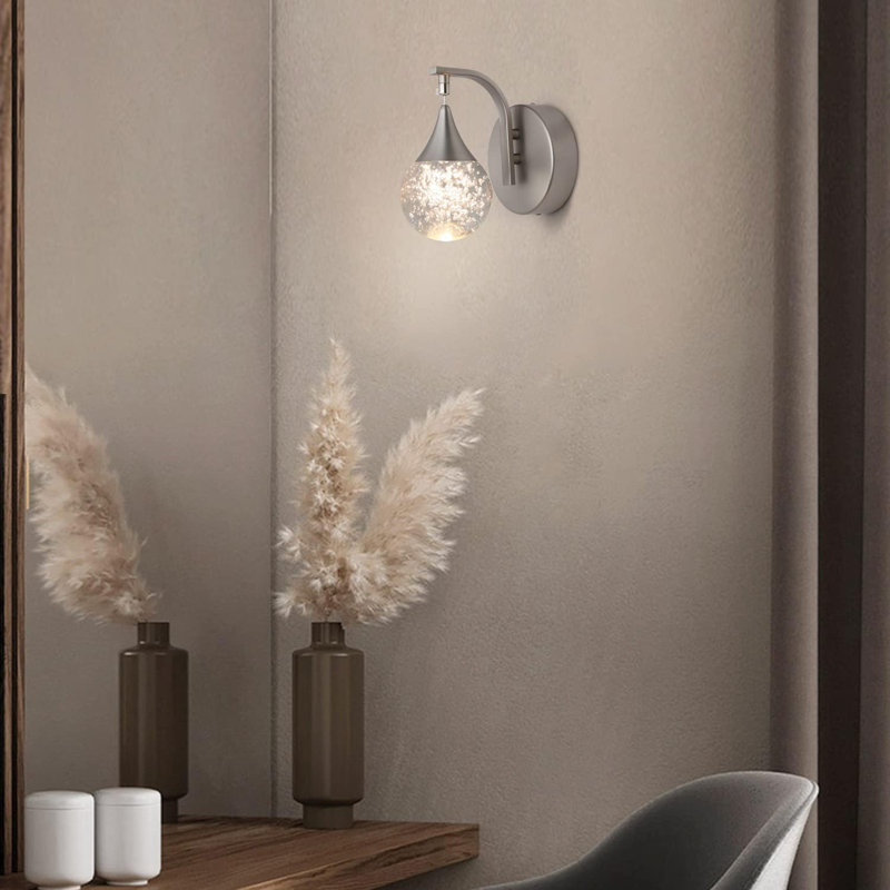 Applique murale à DEL à intensité variable, ampoule murale en cristal 5W moderne pour chambre à coucher, salle de bain, salon, blanc chaud 3300K