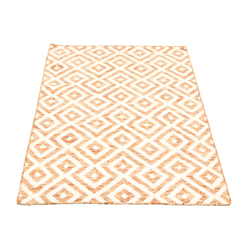 Tapis décoratif en laine de conception unique 4 pi x 5 pi 10 po noué à la main New Age en laine brun clair