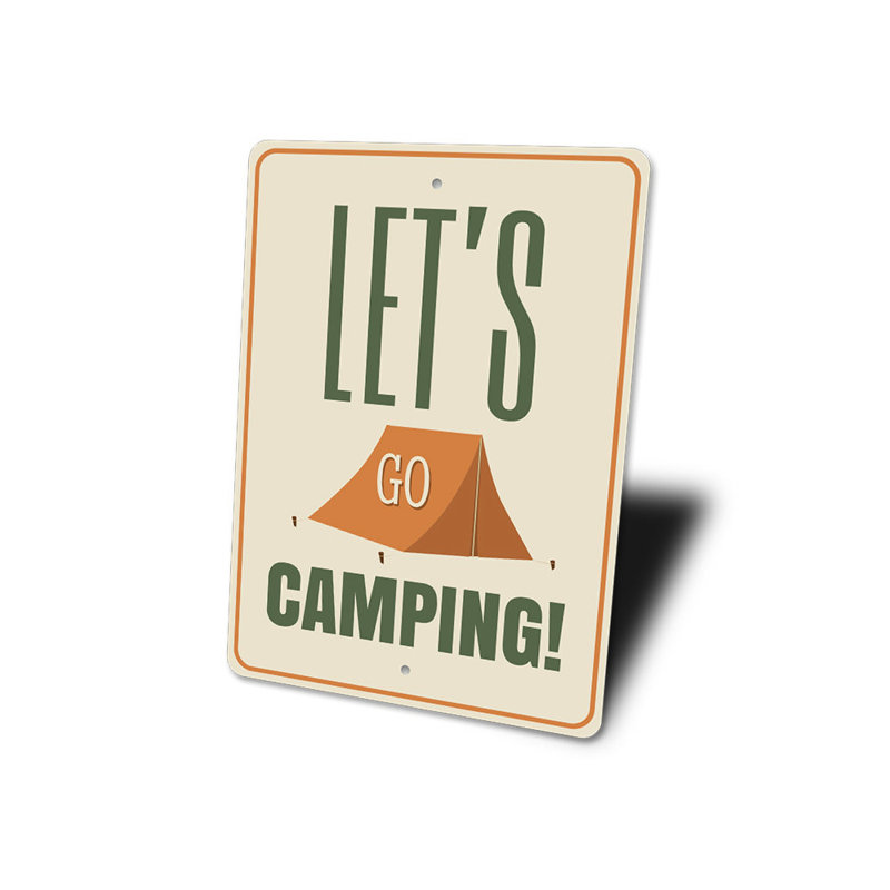 Plaque en aluminium Let's Go Camping, H 14 po x l 10 po x P 0,04 po