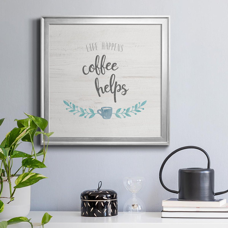 «Life Happens», art textuel sur toile, Argent, H 26,5 po x l 26,5 po x P 1,5 po