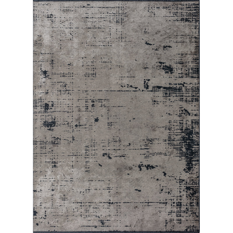 Rapture Gray/Black Abstract Luxury Area Rug, Rectangle 7'10" x 11'2"