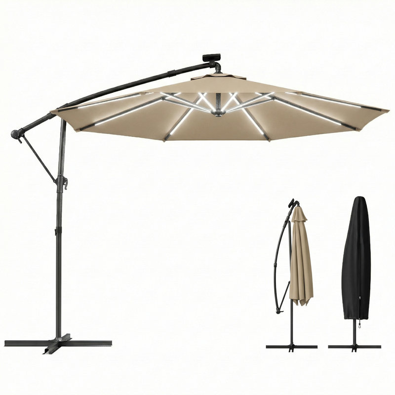 300cm Cantilever Parasol, Khaki
