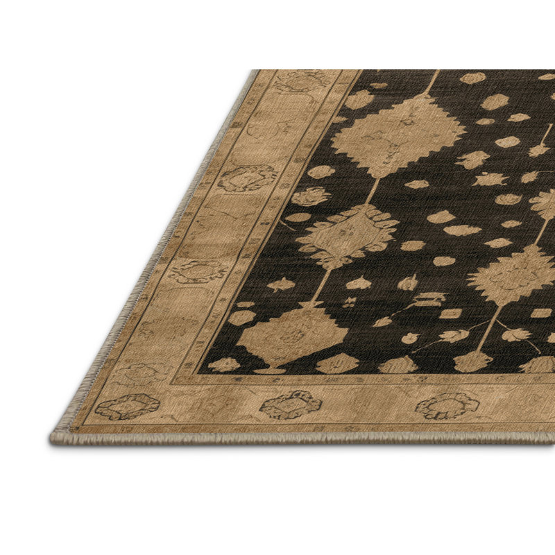 Machine Washable Overdyed Beige Area Rug, Rectangle 4' x 6'