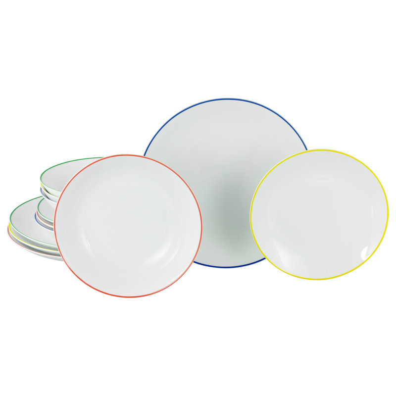 Luna Color Line Piece Porcelain China Dinnerware Set - Service for 4