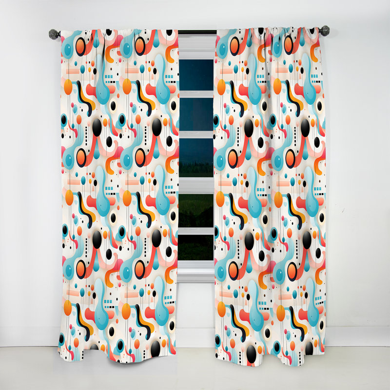 Trendy Patterns 1970s Style III - Rideau en velours moderne - obscurcissant - 1 panneau, L 52 po x L 90 po