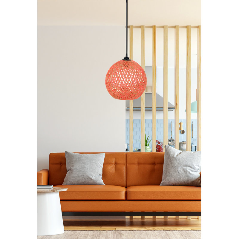 Lustre en jute fait à la main, style bohémien, 8,7 po x 9,4 po | Câble réglable, hauteur totale: 21,7 pouces | Douille E27, 40 W maximum | Parfait pour le salon, la chambre à coucher ou la salle à manger, solution d'éclairage unique et élégante