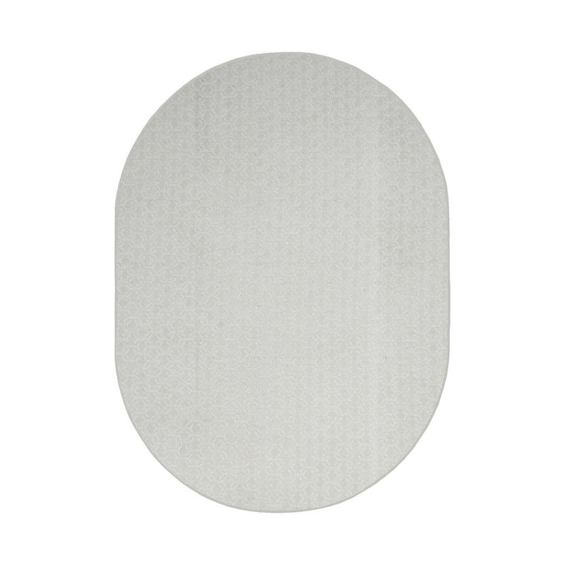 Tapis ivoire à motif géométrique, Ovale 9 pi x 12 pi