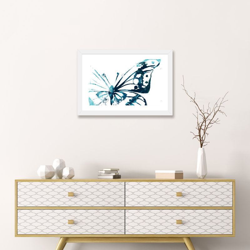 Impression papillon V - imprimé, Blanc, H 16 po x l 24 po x P 1 po, Papier encadré blanc