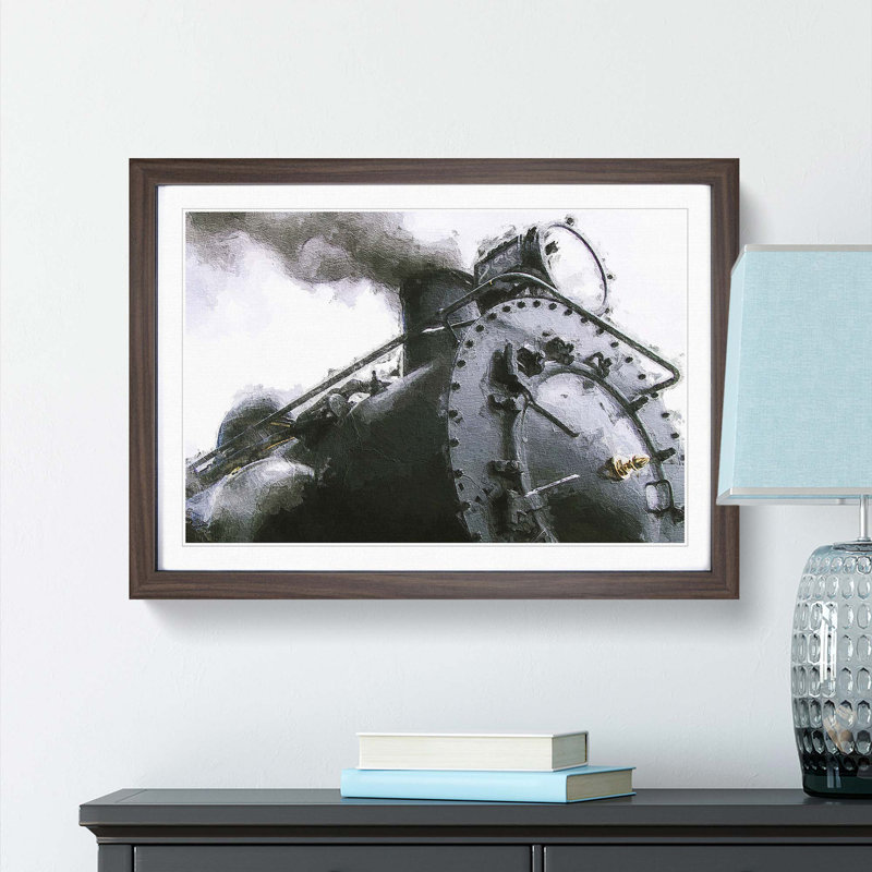 Steam Train - Picture Frame Painting Print, Walnut Framed, 27cm H x 36cm W x 2cm D