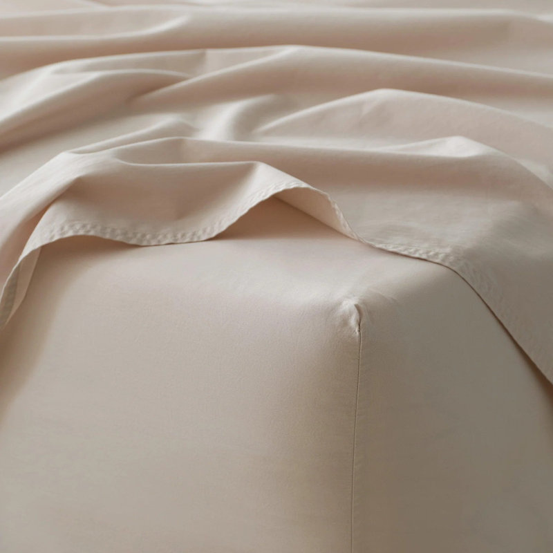 Ensemble de draps 100% coton, Avoine, Ensemble de draps pour très grand lit avec 2 taie