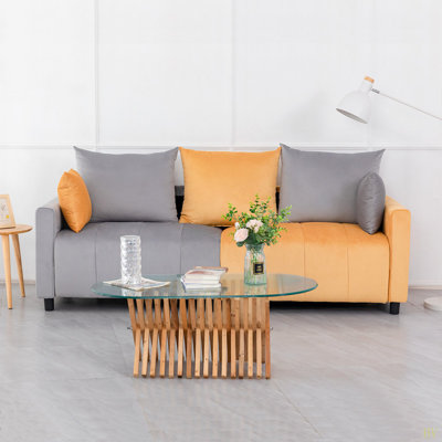 Velvet Modern 2-Seater Sofa,Two-Tone Sectional Couch With Contemporary Design, 82"  Living Room Furniture, Easy Assembly An Elegant Choice For Home Decoration