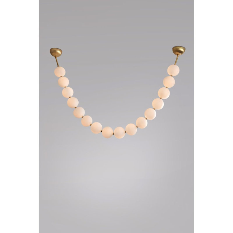 Lustre suspendu en laiton Moon, Transparent, H 17 po x l 8 po x P 88 po
