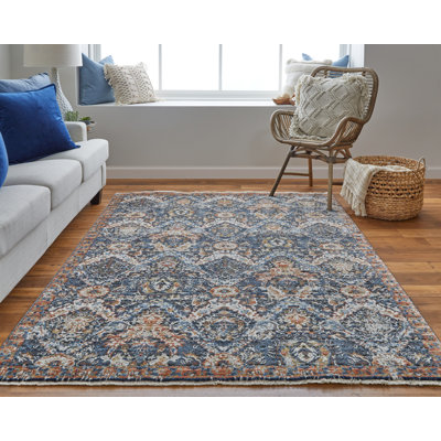 Tapis oriental bleu clair / gris chaud / ivoire Canalou