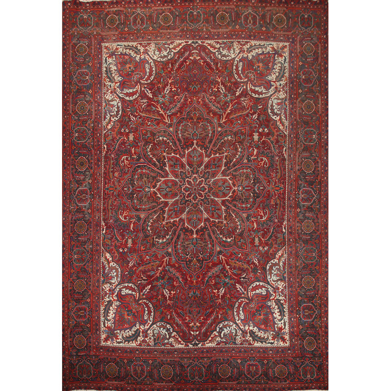 Tapis floral rouge 10 x 13