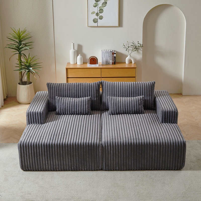 Méridienne surdimensionnée de 87 pouces, sans assemblage requis, causeuse en peluche nuage avec deux repose-pieds amovibles pour un confort intérieur