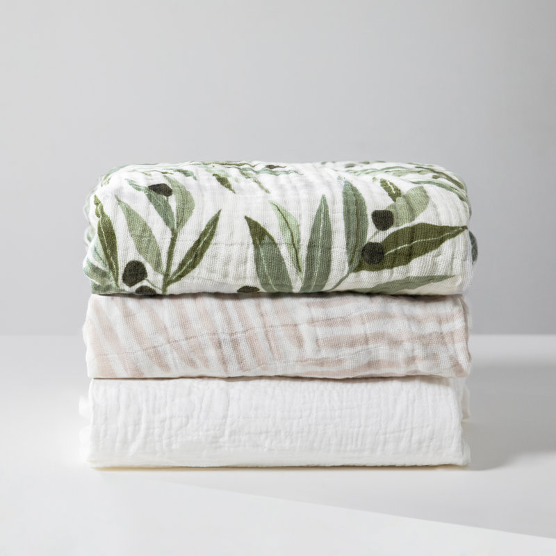 Organic Cotton Olive Branches Muslin Mini Crib Sheet