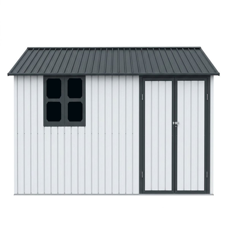Remises de jardin extérieures en métal 12 x 10 pi Gris, White/Black