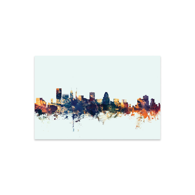 Baltimore, Maryland, USA On Blue Print On Acrylic Glass