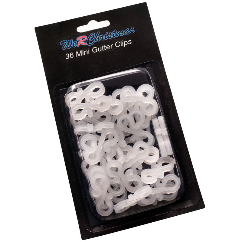 Mini Gutter Hooks, White – Pack of 36 for Outdoor Christmas Lighting