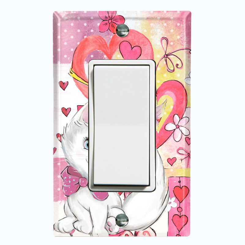 Plaque murale berçante colorée à motif de chat en forme de coeurs