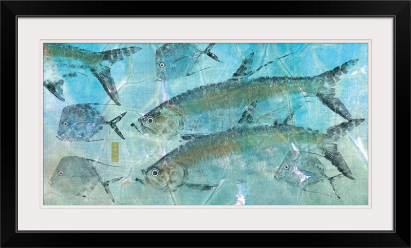 « tarpon lagon », « jim roberts », reproduction d’art, Cadre noir, H 23 po x l 38 po x P 1 po