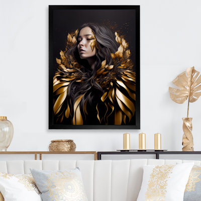Femme sensuelle dorée et noire III - Impression sur toile