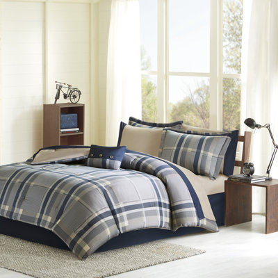 Robbie Plaid Comforter Set with Bed Sheets