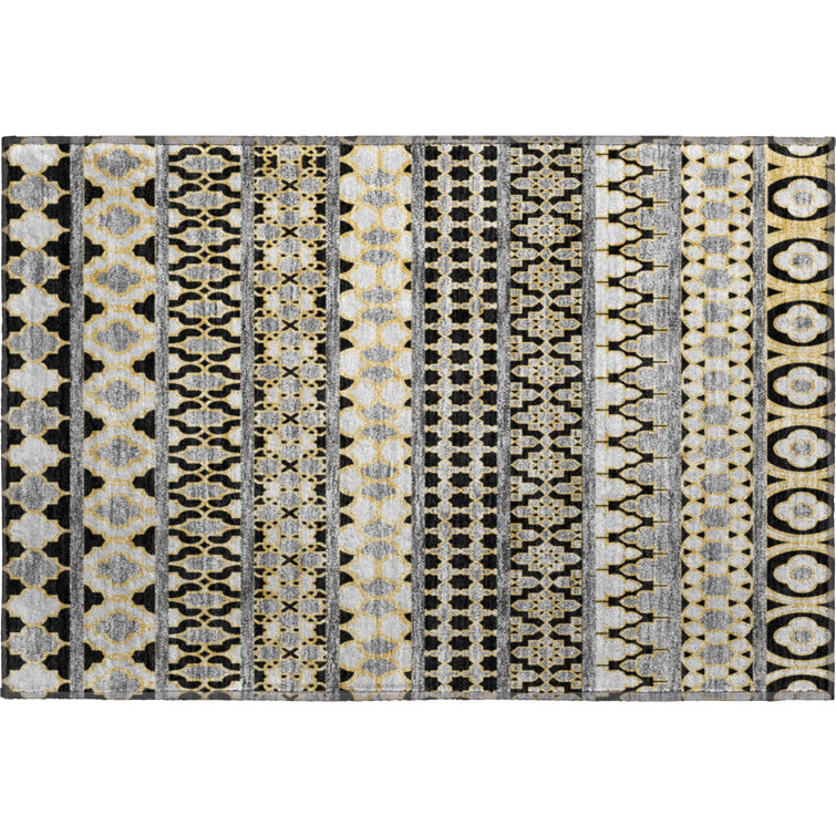 Premium Machine Washable Prisco Charcoal Rug