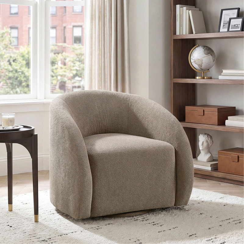 Fauteuil demi-tonneau 1 pièce, Tissu brun
