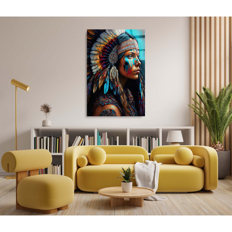 «Nature and Spirituality», coiffe de femme amérindienne, impression sur acrylique, H 30 po x l 45 po x P 1 po