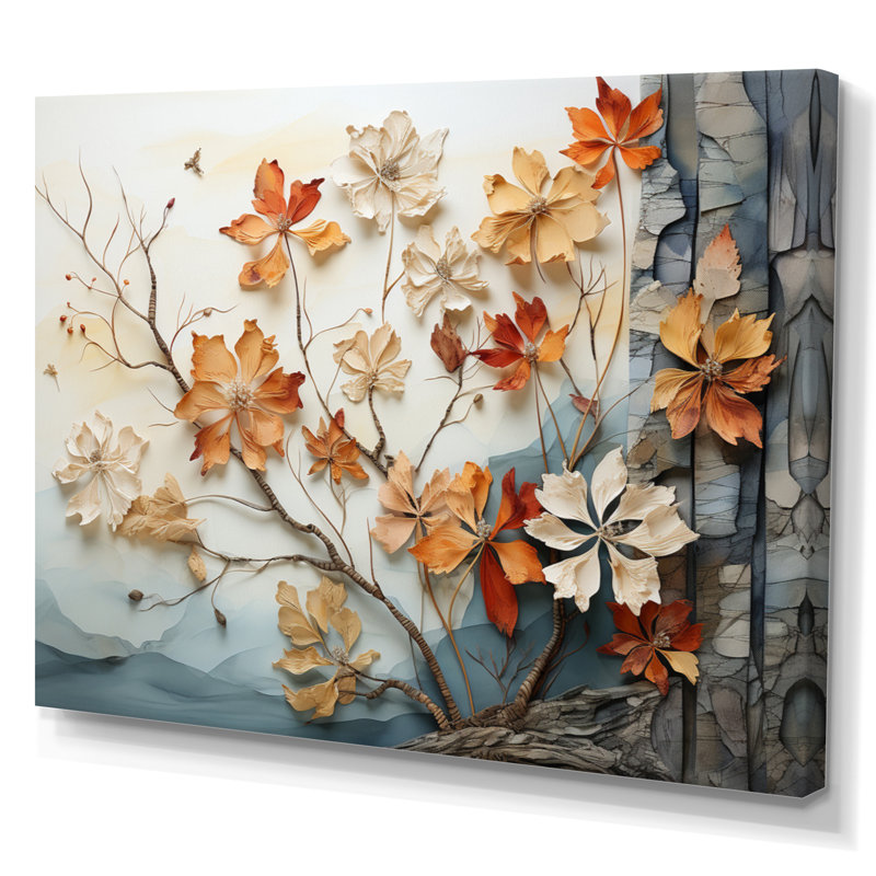 «Peach Grey Tree Tree Whispering Maple II», reproduction sur toile, H 34 po x l 44 po, Toile tendue