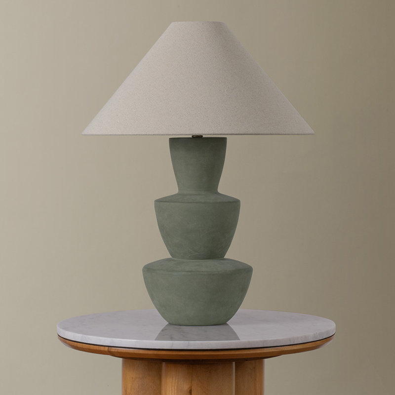 Kamas Table Lamp, Patina Brass/Ceramic Oak Moss