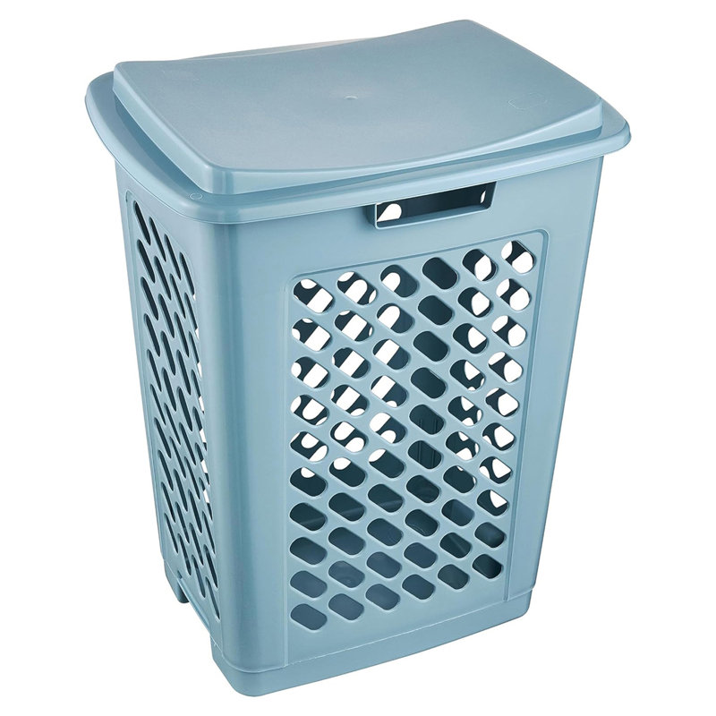 Keeeper Laundry Hamper with Hinged Lid 60 Litre, Blue