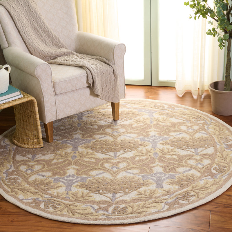 Earthly Treasures Hand Tufted Wool;Cotton;Viscose Geometric Indoor Rug, Round 6'