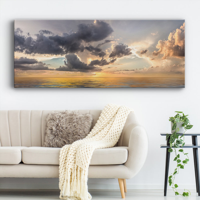 Coucher de soleil céleste - reproduction sur toile tendue, H 12 po x l 30 po x P 1,5 po