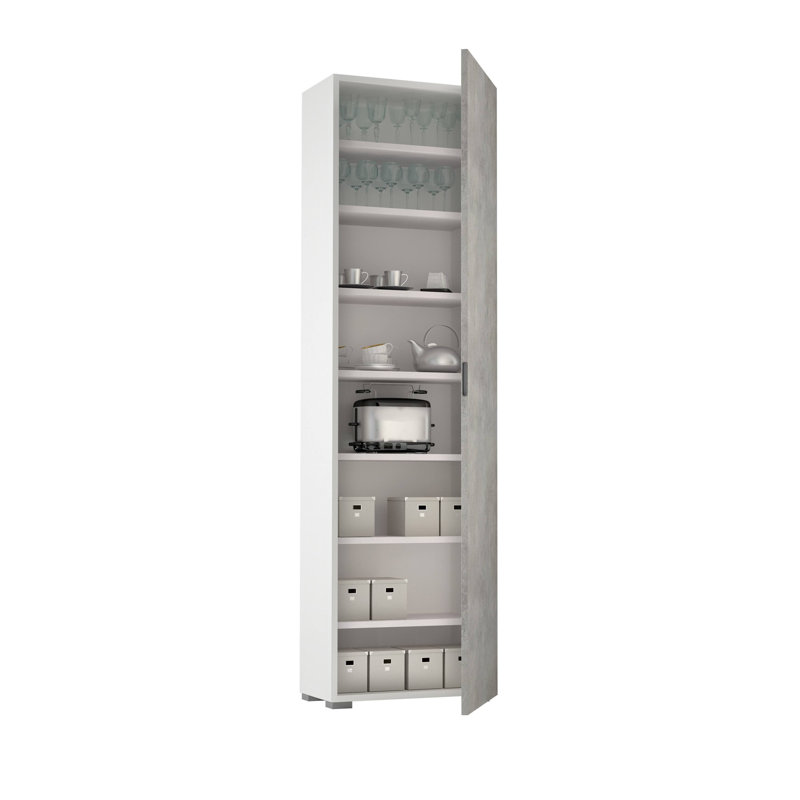 1 Door Manufactured Wood Wardrobe, Cement/White